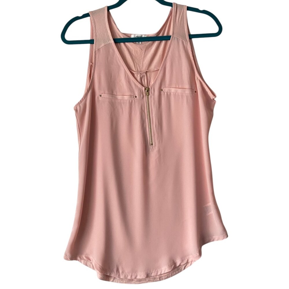 Ardene Women's Pink Zip Front Sleeveless Blouse Size Large